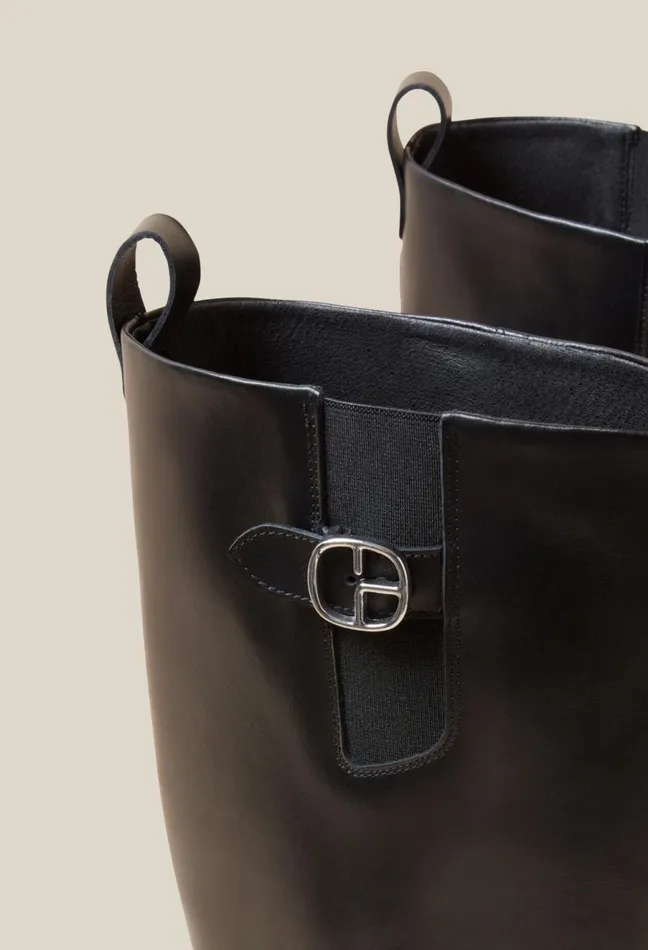 Claudie Pierlot Smooth Leather High Boots Black Women Ankle Boots Claudie Pierlot Smooth Leather High Boots Black Women Ankle Boots
