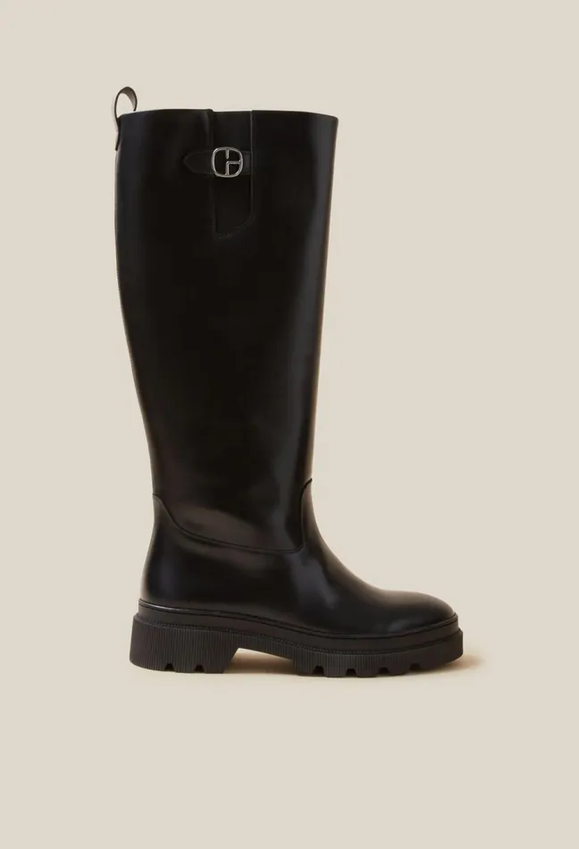 Claudie Pierlot Smooth Leather High Boots Black Women Ankle Boots Claudie Pierlot Smooth Leather High Boots Black Women Ankle Boots