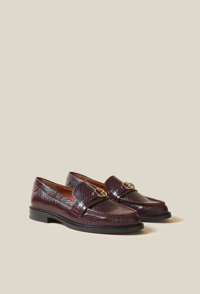 Claudie Pierlot Snake Effect Cp Buckle Loafers Burgundy Women Loafers Claudie Pierlot Snake Effect Cp Buckle Loafers Burgundy Women Loafers