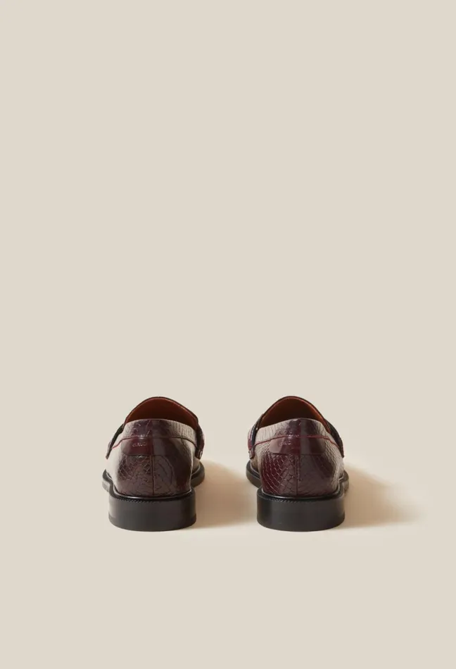 Claudie Pierlot Snake Effect Cp Buckle Loafers Burgundy Women Loafers Claudie Pierlot Snake Effect Cp Buckle Loafers Burgundy Women Loafers