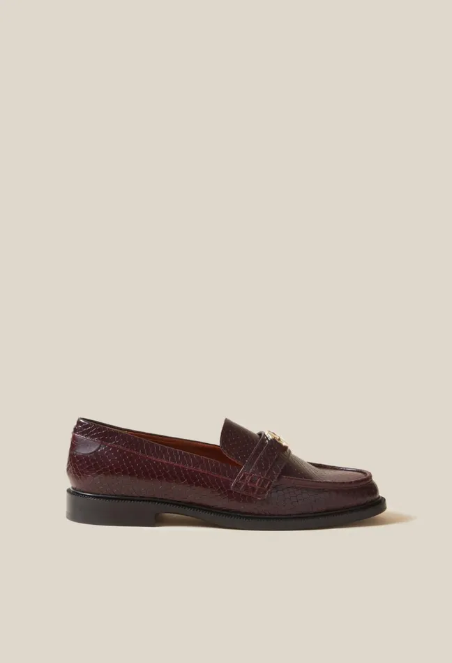 Claudie Pierlot Snake Effect Cp Buckle Loafers Burgundy Women Loafers Claudie Pierlot Snake Effect Cp Buckle Loafers Burgundy Women Loafers