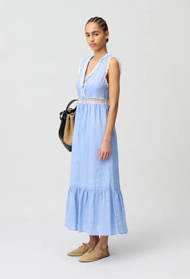 Claudie Pierlot Striped Lace Maxi Dress Dualcolor Women Dresses
