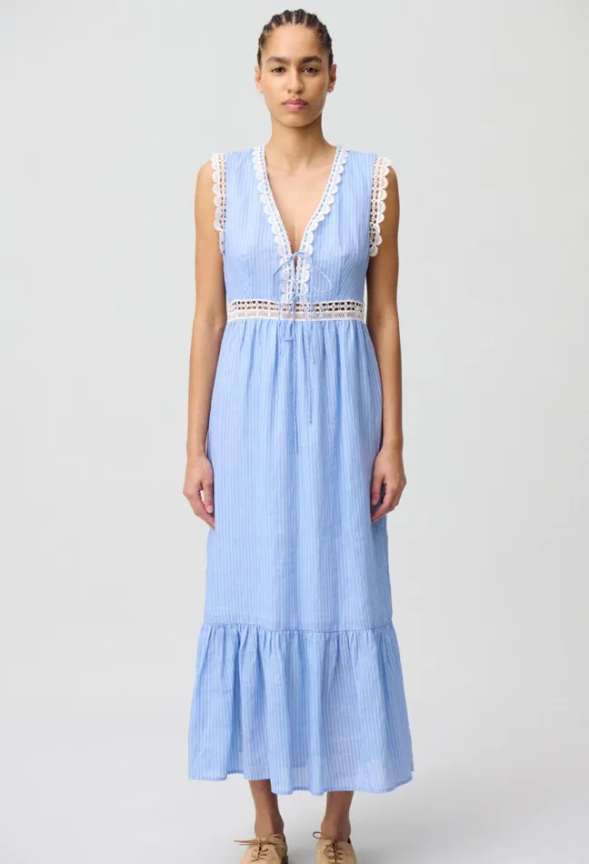 Claudie Pierlot Striped Lace Maxi Dress Dualcolor Women Dresses
