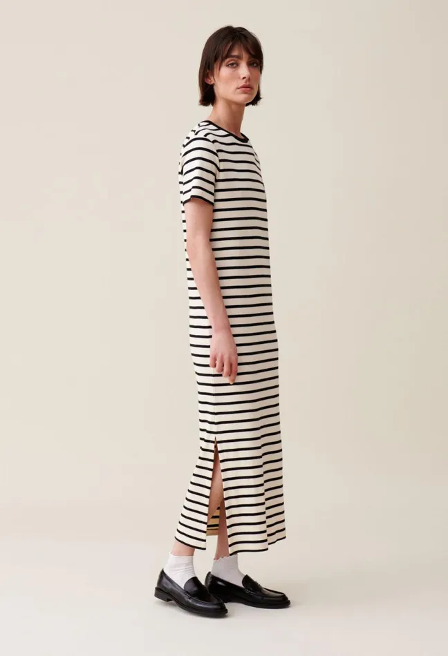 Claudie Pierlot Striped Midi Jean Dress Dualcolor Women Dresses Claudie Pierlot Striped Midi Jean Dress Dualcolor Women Dresses