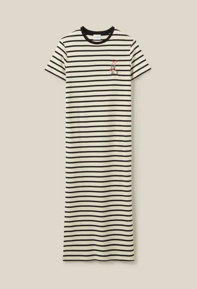 Claudie Pierlot Striped Midi Jean Dress Dualcolor Women Dresses Claudie Pierlot Striped Midi Jean Dress Dualcolor Women Dresses
