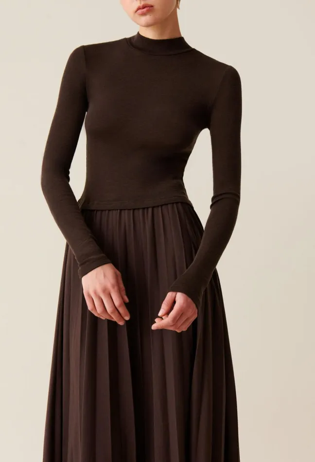 Claudie Pierlot Twist Knit Dress Chocolate Women Dresses