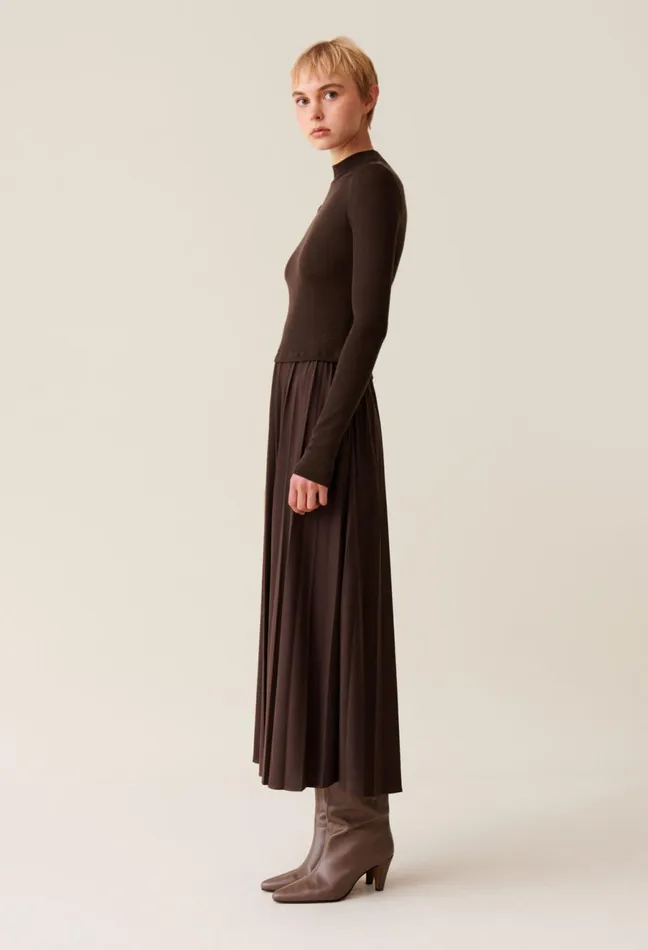 Claudie Pierlot Twist Knit Dress Chocolate Women Dresses