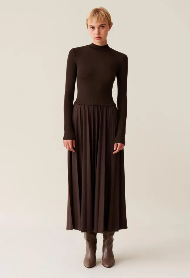Claudie Pierlot Twist Knit Dress Chocolate Women Dresses