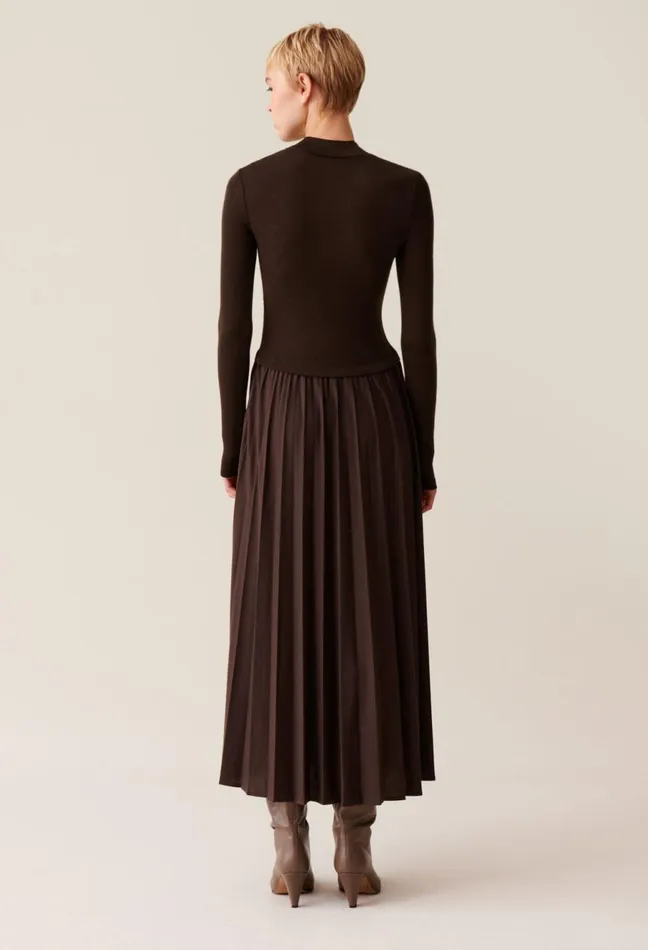 Claudie Pierlot Twist Knit Dress Chocolate Women Dresses