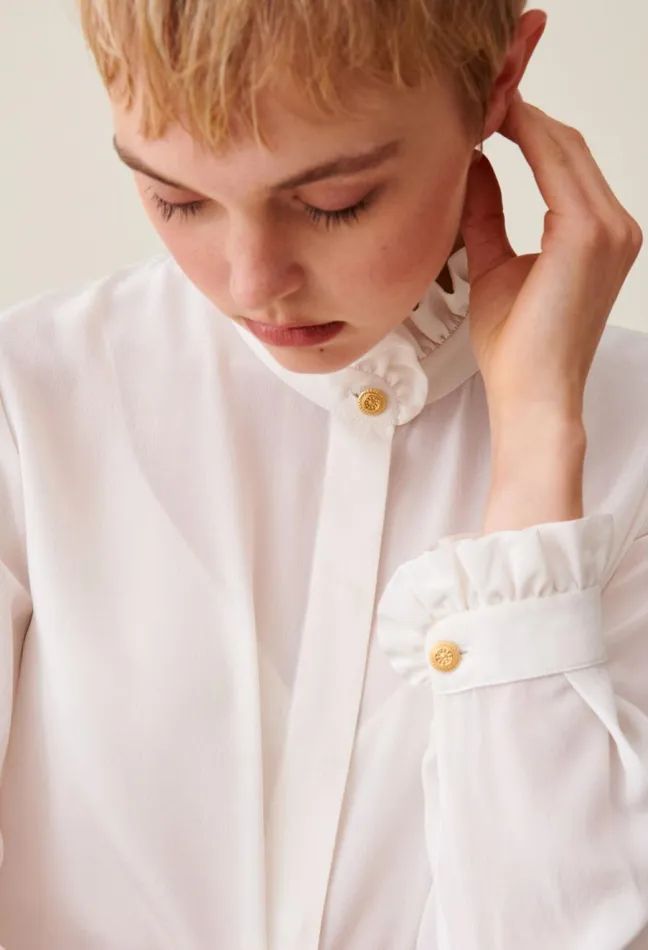 Claudie Pierlot Victorian Collar Blouse Ecru Women Tops And Shirts