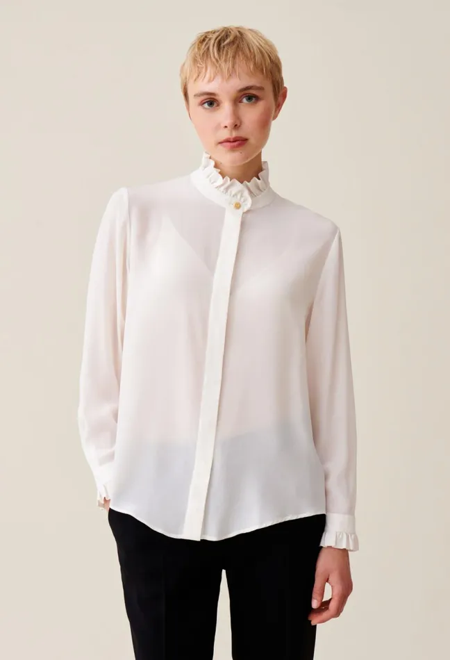 Claudie Pierlot Victorian Collar Blouse Ecru Women Tops And Shirts Claudie Pierlot Victorian Collar Blouse Ecru Women Tops And Shirts