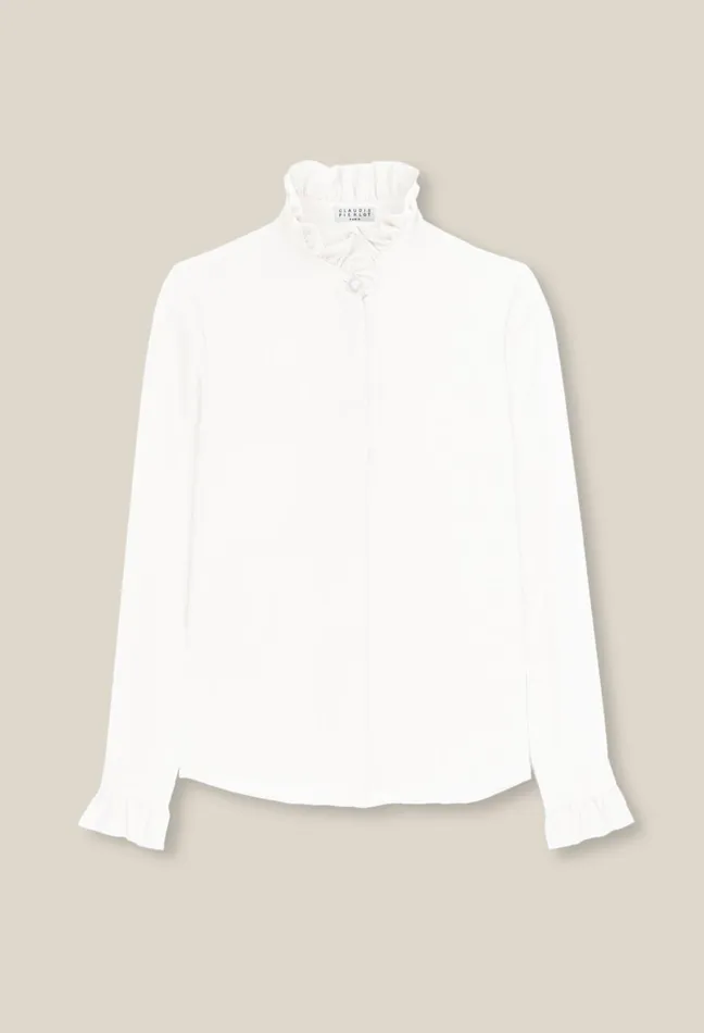 Claudie Pierlot Victorian Collar Blouse Ecru Women Tops And Shirts Claudie Pierlot Victorian Collar Blouse Ecru Women Tops And Shirts