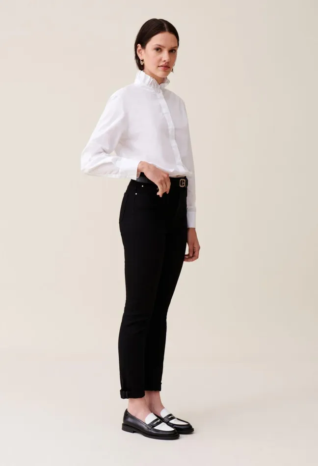 Claudie Pierlot White Shirt With Ruffled Collar Women Tops And Shirts