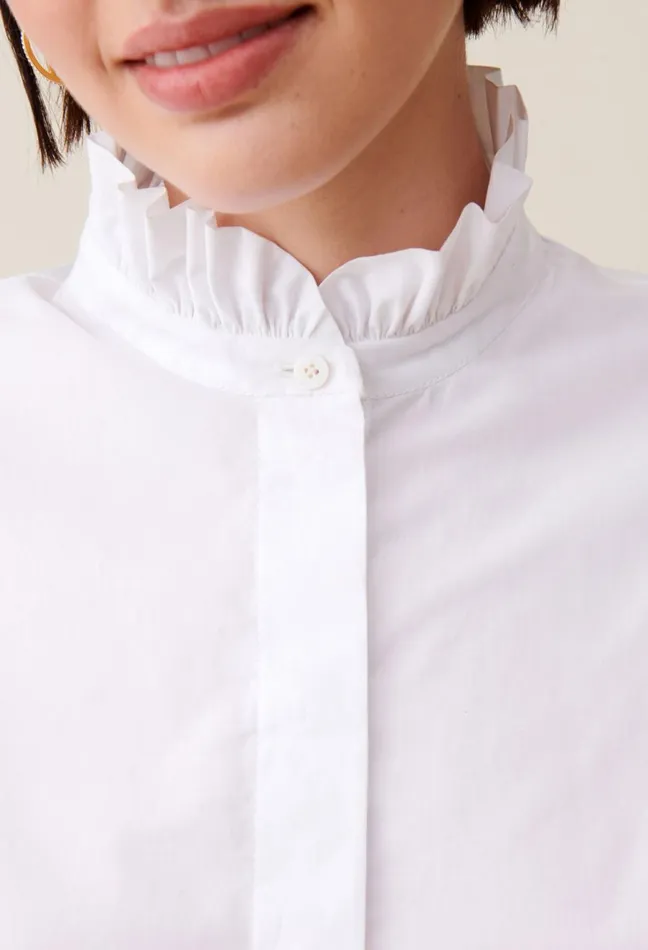 Claudie Pierlot White Shirt With Ruffled Collar Women Tops And Shirts Claudie Pierlot White Shirt With Ruffled Collar Women Tops And Shirts