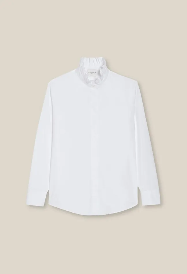 Claudie Pierlot White Shirt With Ruffled Collar Women Tops And Shirts Claudie Pierlot White Shirt With Ruffled Collar Women Tops And Shirts