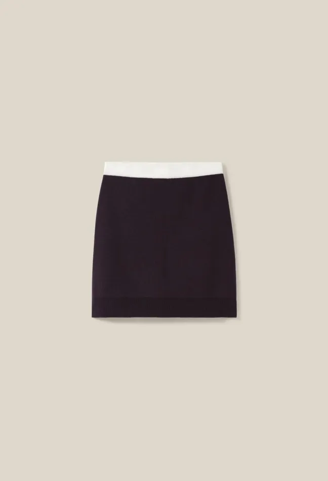 Claudie Pierlot Wool Skirt With Elastic Waist Navy Women Skirts And Shorts Claudie Pierlot Wool Skirt With Elastic Waist Navy Women Skirts And Shorts