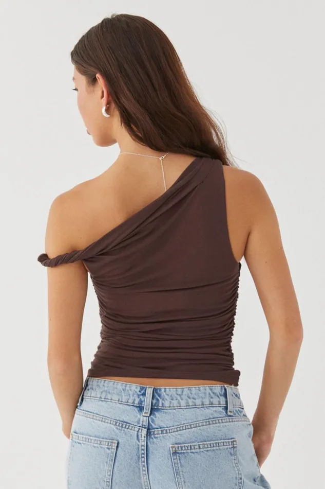 Clothing Supr Going Out Tops Bree Ruched Twist Top Espresso Brown