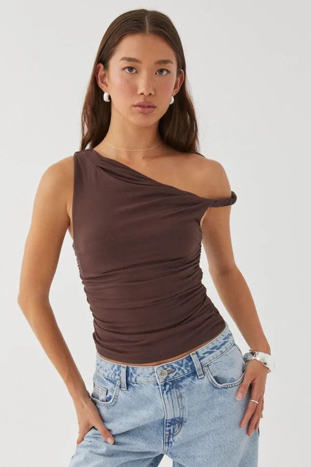 Clothing Supr Going Out Tops Bree Ruched Twist Top Espresso Brown