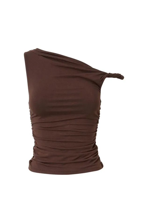 Clothing Supr Going Out Tops Bree Ruched Twist Top Espresso Brown