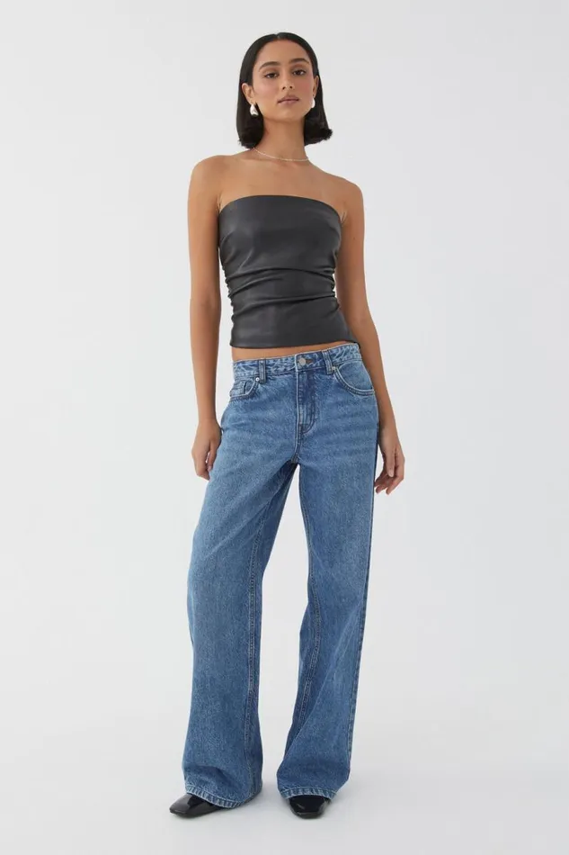 Clothing Supr Going Out Tops Pu Ruched Bandeau Top Black