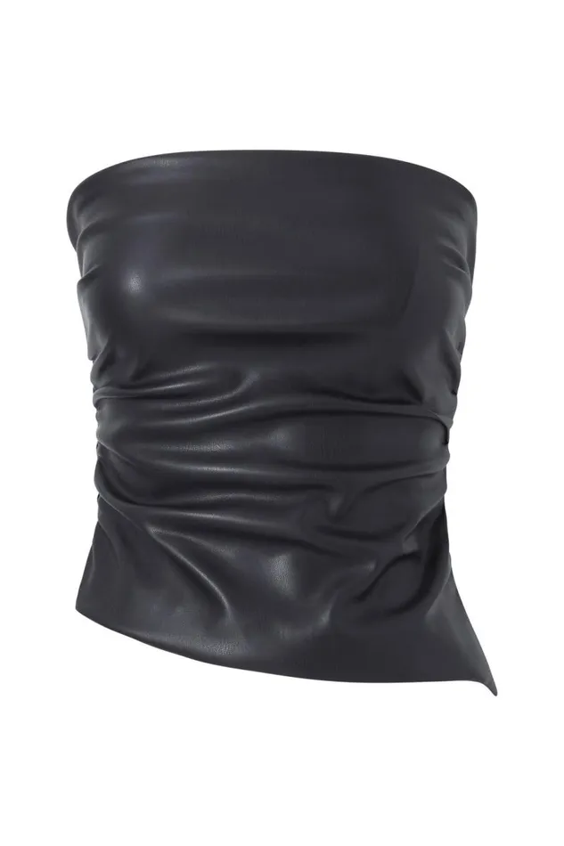 Clothing Supr Going Out Tops Pu Ruched Bandeau Top Black