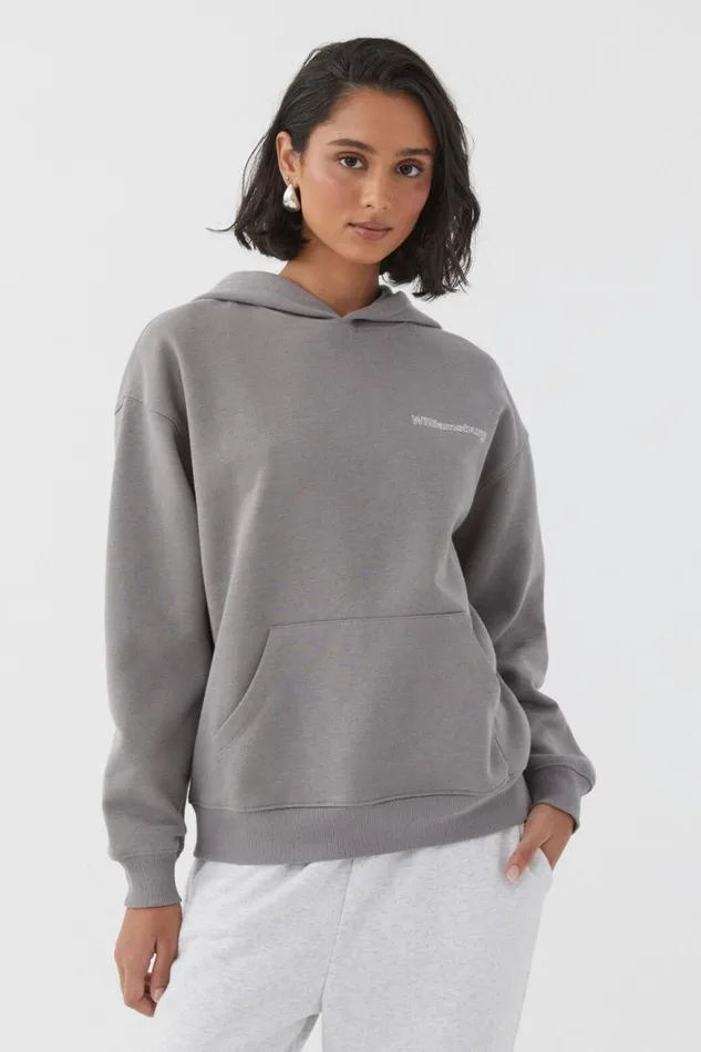 Clothing Supr Hoodies and Trackies Paige Oversized Printed Hoodie Cement Greywilliamsburg