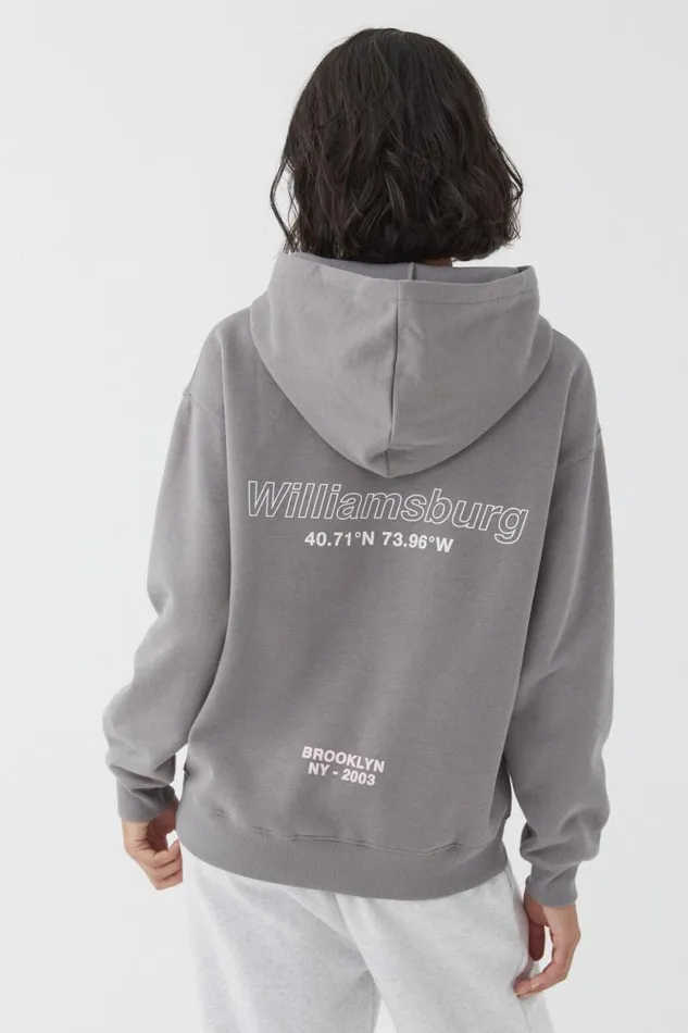 Clothing Supr Hoodies and Trackies Paige Oversized Printed Hoodie Cement Greywilliamsburg