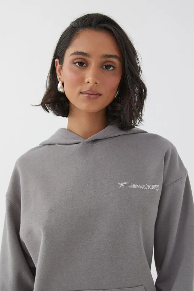 Clothing Supr Hoodies and Trackies Paige Oversized Printed Hoodie Cement Greywilliamsburg