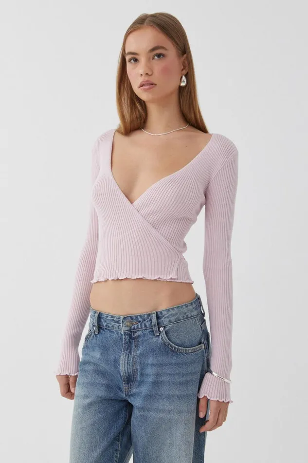 Clothing Supr Knitwear Lani Wrap Knit Top Principessa Pink