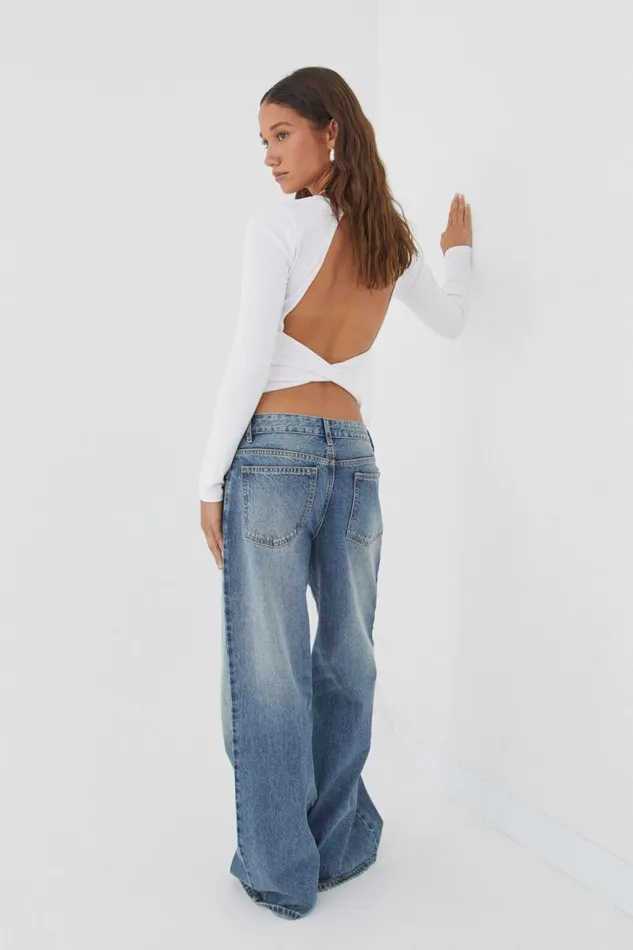 Clothing Supr Long Sleeve Tops Backless Long Sleeve Top White