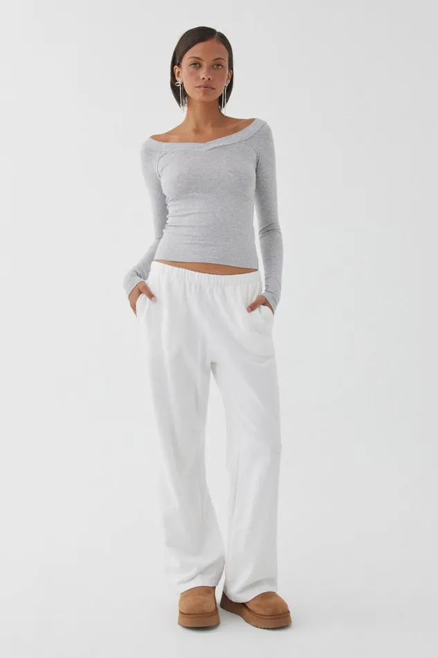 Clothing Supr Long Sleeve Tops Rebecca Long Sleeve Top Grey Marle