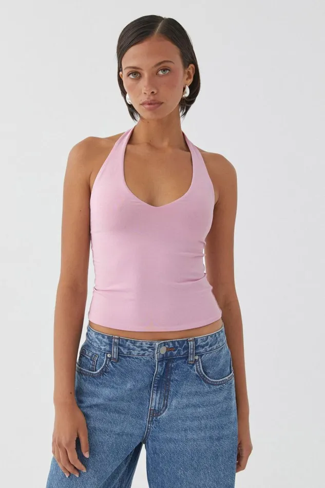 Clothing Supr Luxe Essentials Luxe Halter Top Muted Orchid