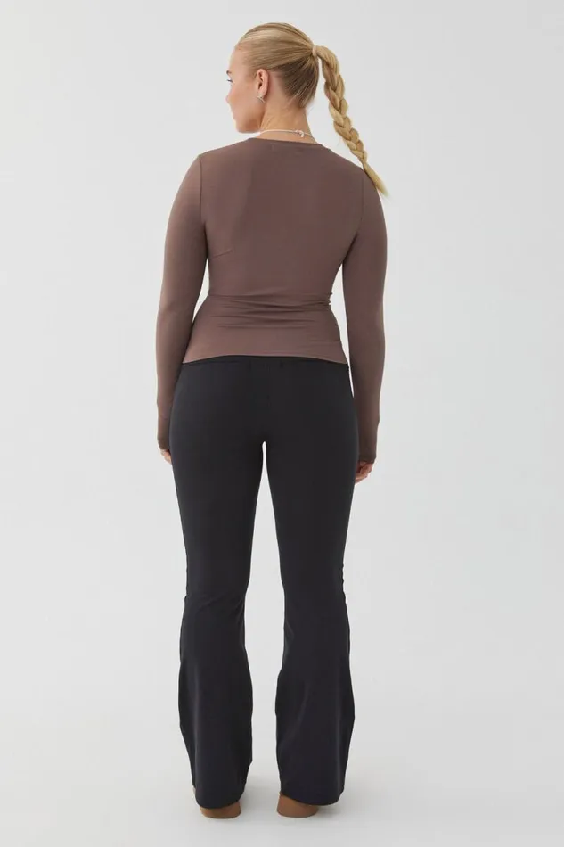 Clothing Supr Luxe Essentials Luxe Long Sleeve Longline Tee Brown Carob
