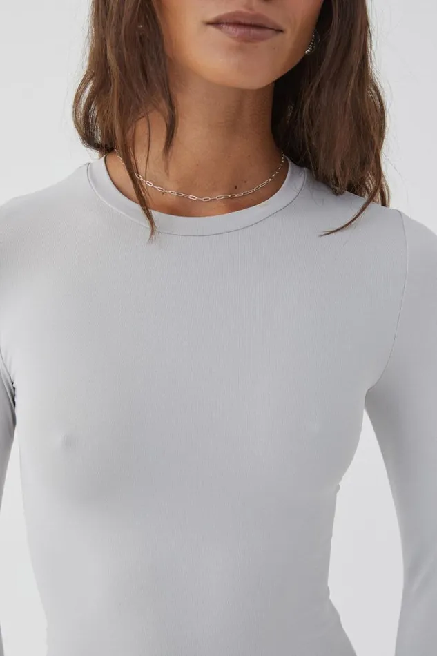 Clothing Supr Luxe Essentials Luxe Long Sleeve Longline Tee Dove Grey