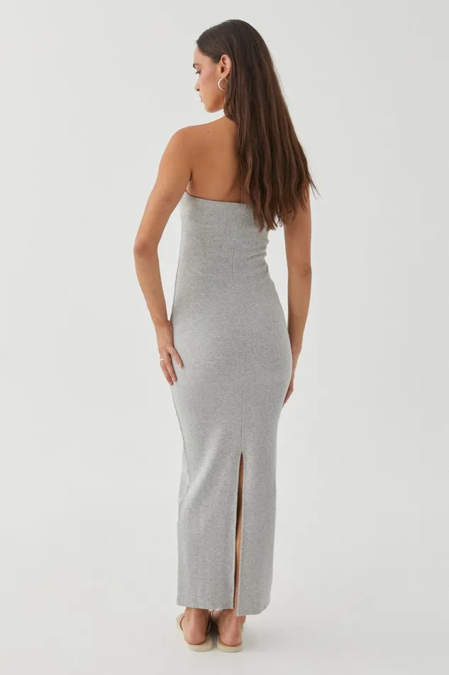 Clothing Supr Maxi Dresses Mary Strapless Maxi Dress Grey Marle