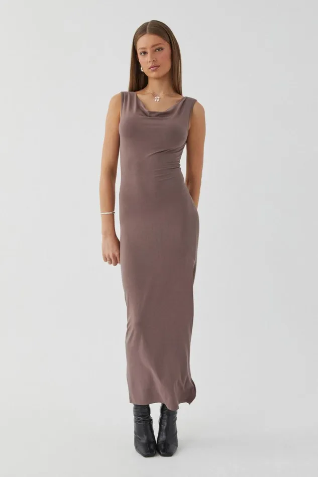 Clothing Supr Maxi Dresses Soft Capri Maxi Dress Brown Carob