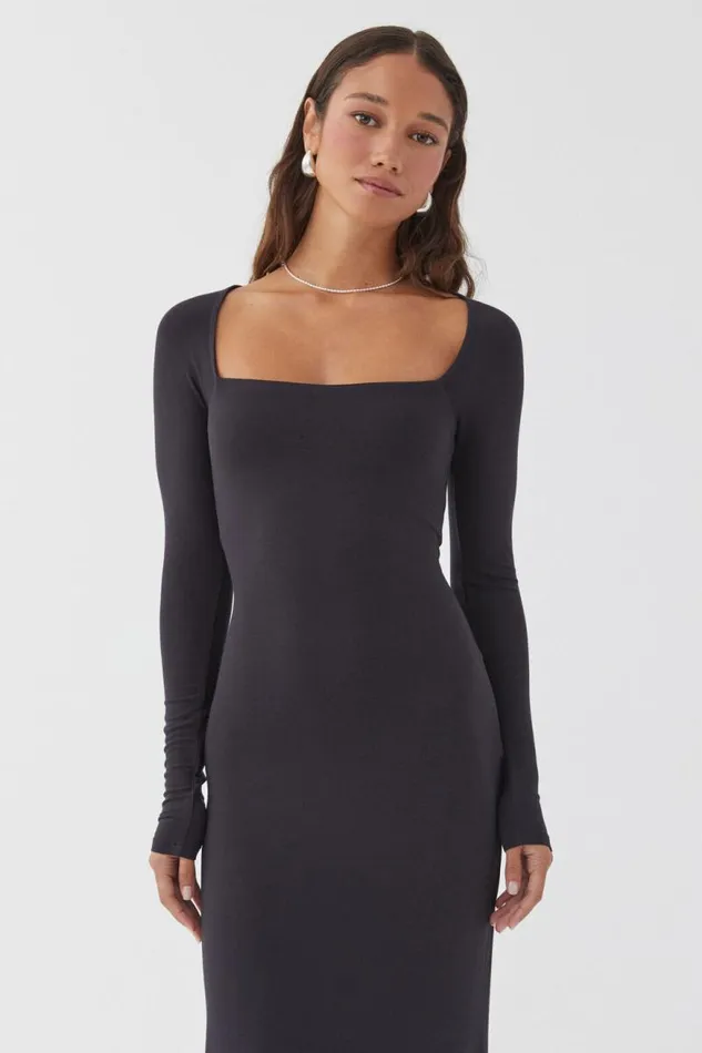 Clothing Supr Maxi Dresses Soft Long Sleeve Maxi Dress Black