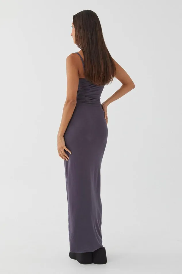 Clothing Supr Maxi Dresses Soft Strappy Ruched Maxi Dress Gun Metal