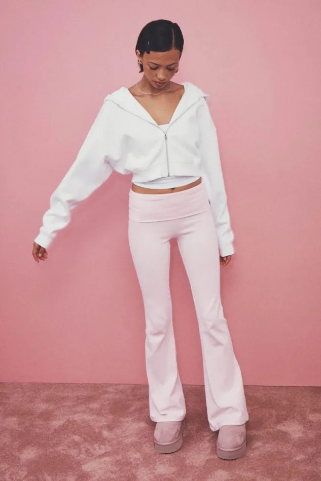 Clothing Supr Pants Fold Back Flare Pant Gloss Pink