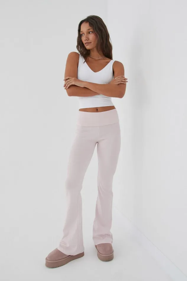 Clothing Supr Pants Fold Back Flare Pant Gloss Pink