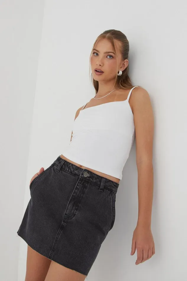 Clothing Supr Skirts Carpenter Denim Mini Skirt Washed Black