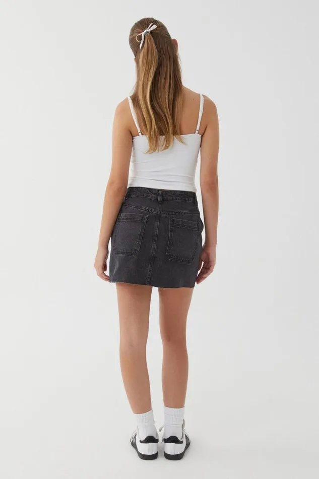 Clothing Supr Skirts Carpenter Denim Mini Skirt Washed Black Clothing Supr Skirts Carpenter Denim Mini Skirt Washed Black