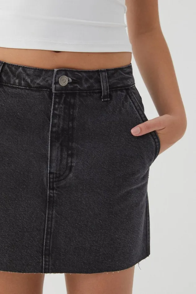 Clothing Supr Skirts Carpenter Denim Mini Skirt Washed Black Clothing Supr Skirts Carpenter Denim Mini Skirt Washed Black