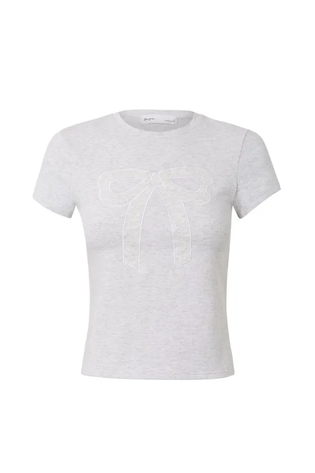 Clothing Supr T Shirts Brandi Graphic T Shirt Light Grey Marleribbon