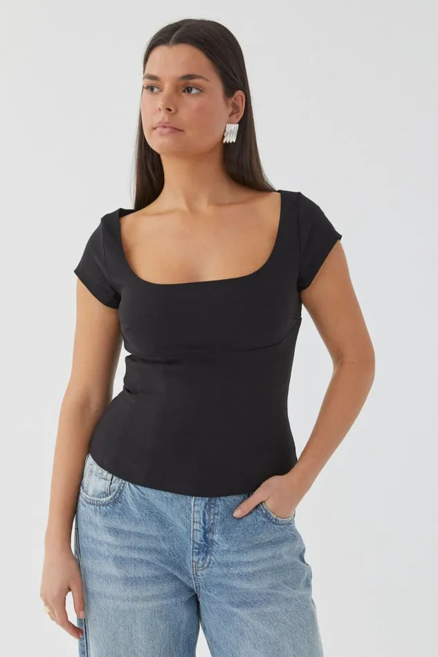 Clothing Supr T Shirts Cindy Corset Top Black