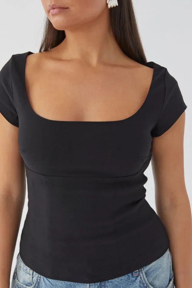 Clothing Supr T Shirts Cindy Corset Top Black