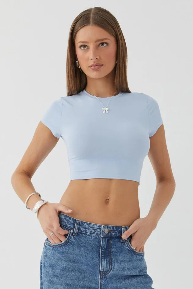 Clothing Supr T Shirts Luxe Cropped Short Sleeve Top Delicate Blue