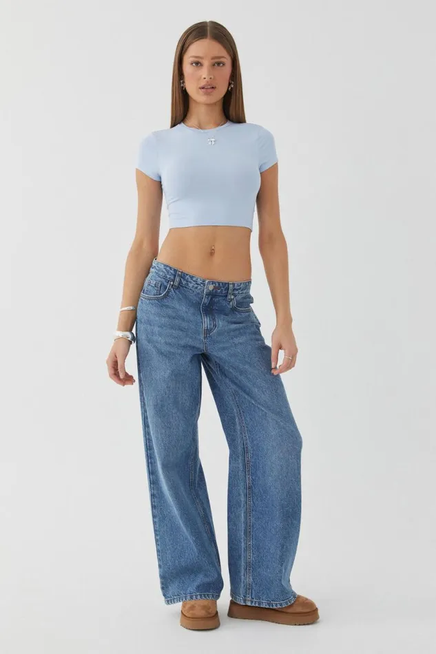 Clothing Supr T Shirts Luxe Cropped Short Sleeve Top Delicate Blue
