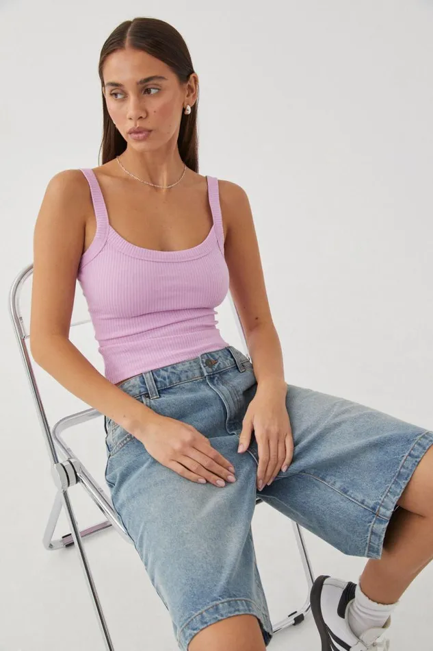 Clothing Supr Tank Tops Riri Scoop Neck Tank Pink Lavender