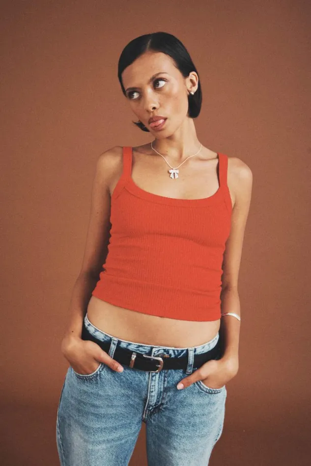 Clothing Supr Tank Tops Riri Scoop Neck Tank Ruby Red